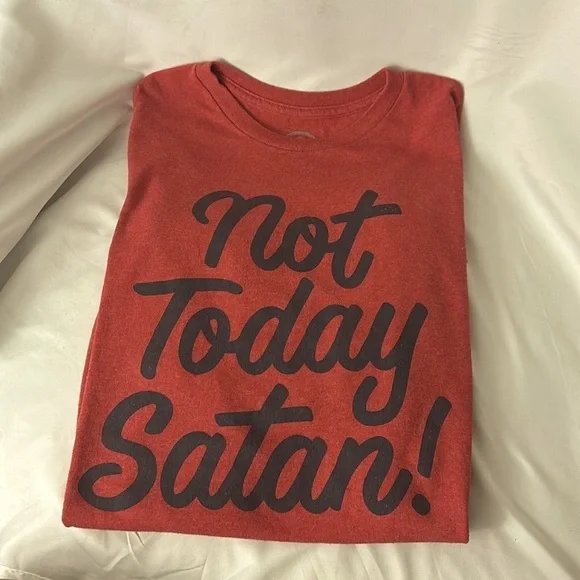Red “Not Today Satan” unisex t shirt. Short sleeve. Blended material. - Picture 5 of 5